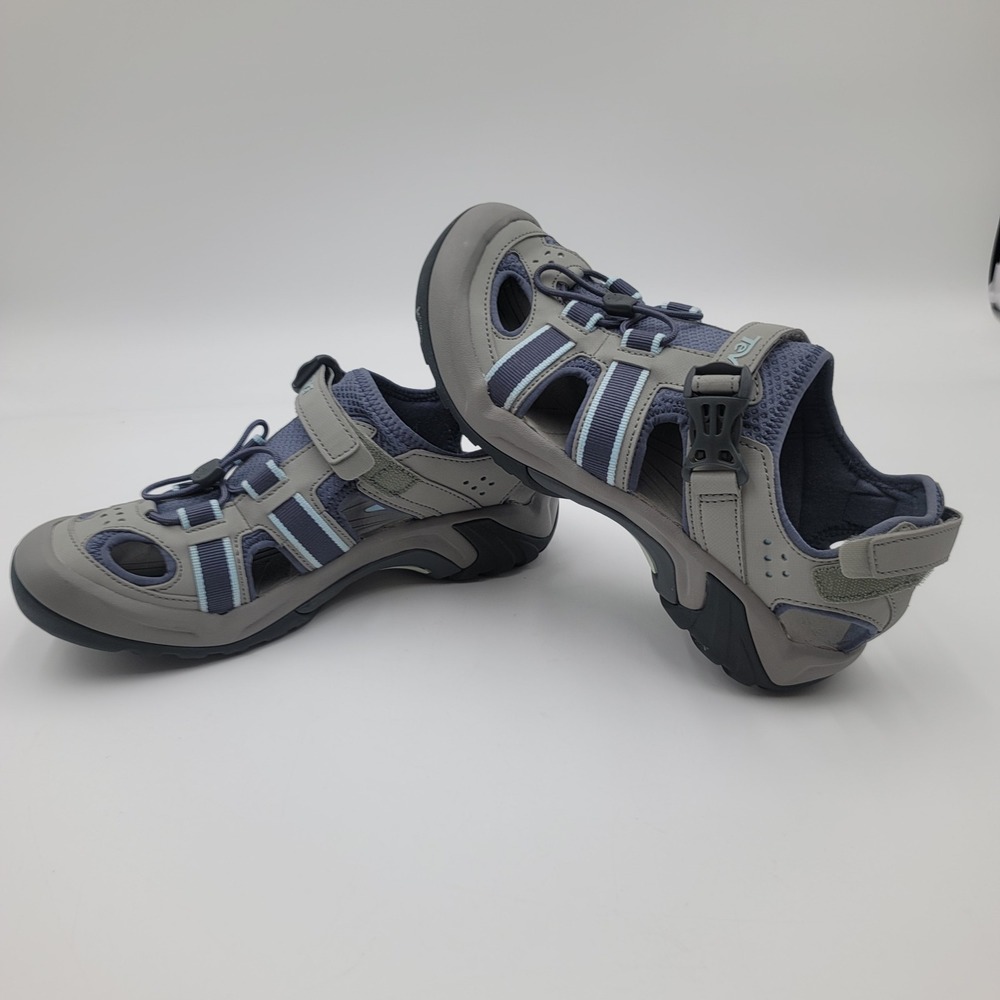 Teva Omnium Women 10 Grey Blue Hiking Water Sport Sandals 6154